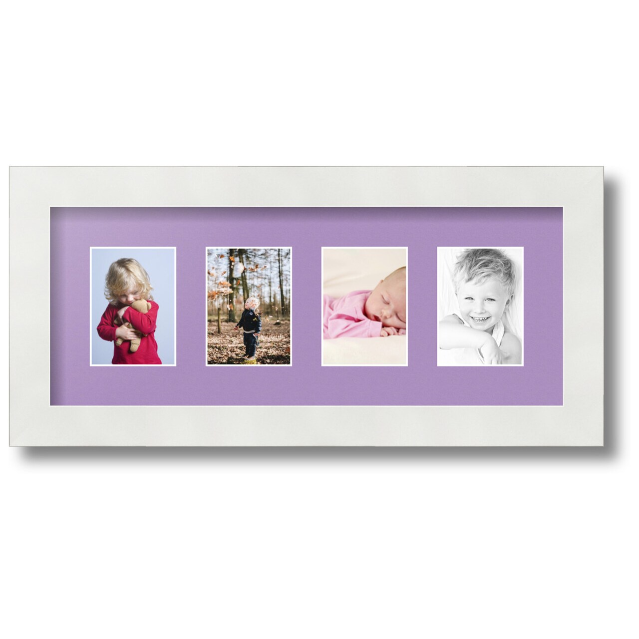 ArtToFrames Collage Photo Picture Frame with 4 - 2.5x3.5 inch Openings, Framed in White with Over 62 Mat Color Options and Regular Glass (CSM-3966-20)